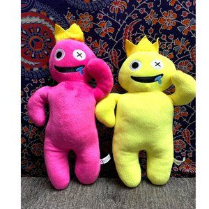 2 Pcs Rainbow Friends Plush Toys, Soft Cute Doll, Pink Hot  and Yellow